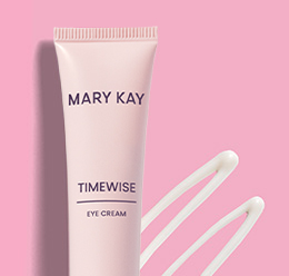 A picture of a small pink tube and a smear of TimeWise® Age Minimize 3D® Eye Cream
