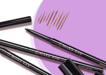 Три Олівеця-лайнера для брів Mary Kay® на тлі фіолетових кіл