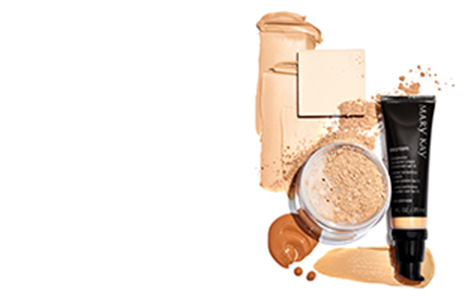 Collage of multiple Mary Kay foundation products.