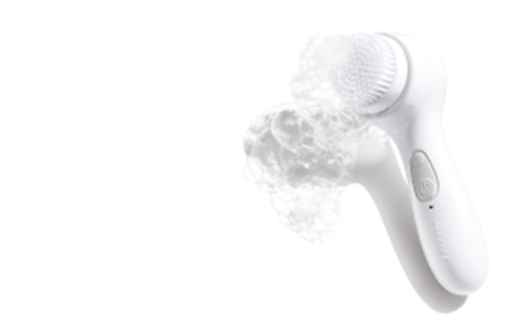 The Sknivigorate Sonic skin cleansing brush with bubbles