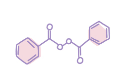 Иллюстрация молекулярной структуры, представляющей перекись бензоила.