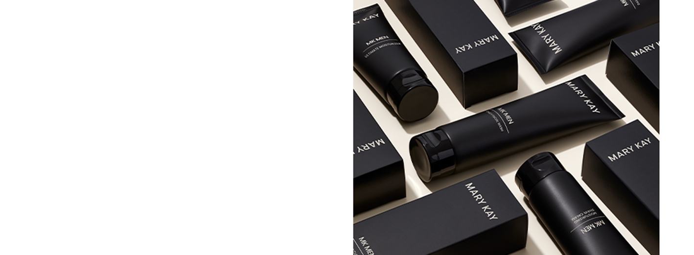 A mix of MKMen skin care products displayed in a repeating pattern