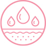 A pink icon illustrating added skin hydration