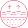 A pink icon illustrating fine lines and wrinkles lifting away from skin